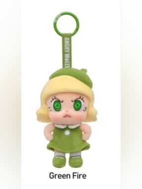 POP MART Angry Molly Plush Pendant - Green Fire